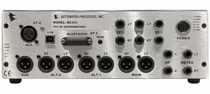 API Audio MC531 Monitor Controller, takapaneeli liitäntöineen, kuva 3