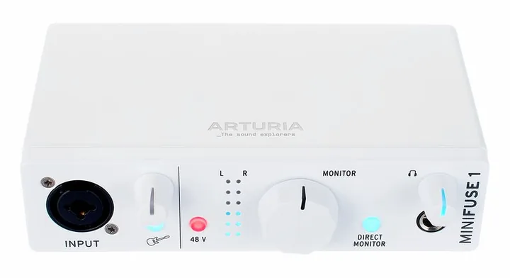 Arturia MiniFuse 1 White, etupaneeli säätimineen, kuva 2