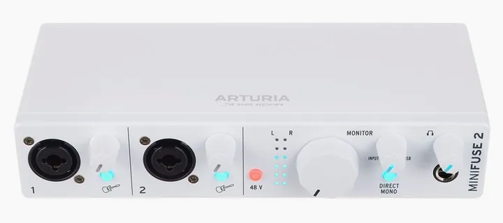 Arturia MiniFuse 2 White, etupaneeli säätimineen, kuva 2