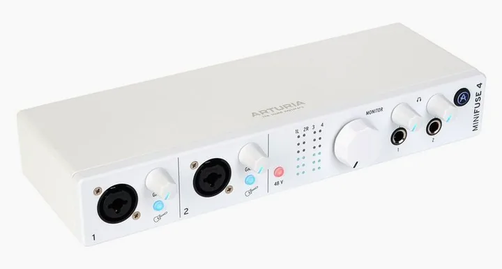 Arturia MiniFuse 4 White, etupaneeli säätimineen, kuva 3