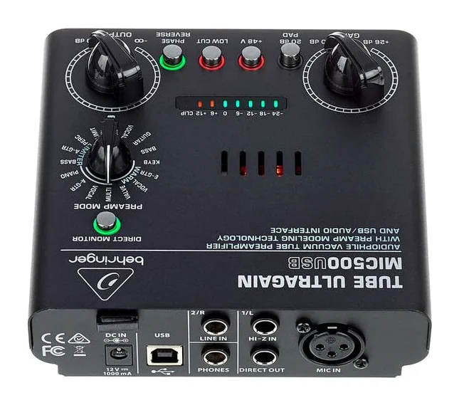 Behringer MIC500USB Tube Ultragain, etupaneeli säätimineen, kuva 4