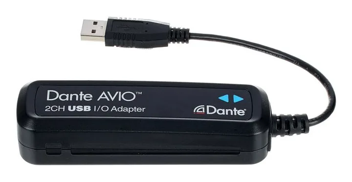 Dante AVIO USB IO Adapter 2x2, etupaneeli säätimineen, kuva 2