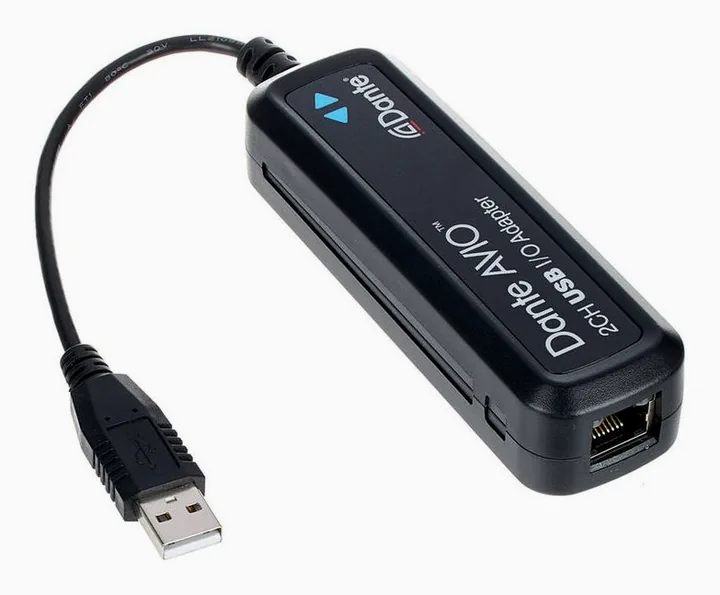 Dante AVIO USB IO Adapter 2x2, laitteen yläpinta, kuva 3