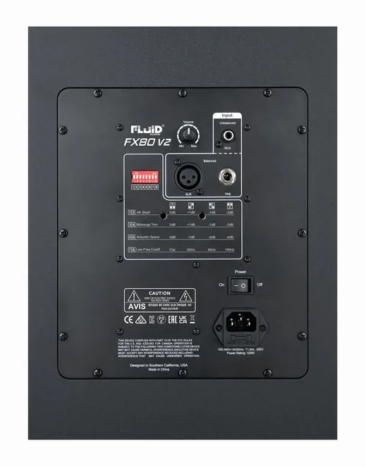 Fluid Audio FX80 V2, takapaneelin säätimet, kuva 4