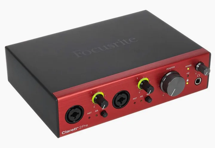 Focusrite Clarett+ 2Pre, tasomittarit ja merkkivalot, kuva 3