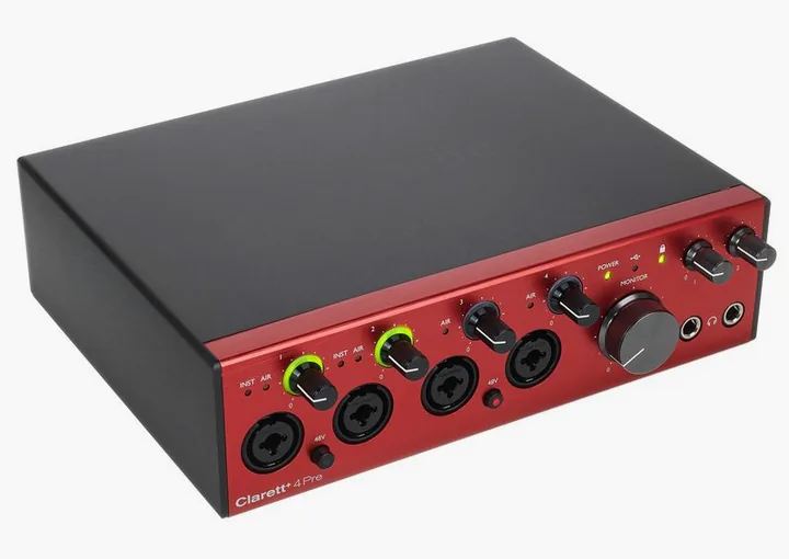 Focusrite Clarett+ 4Pre, etupaneeli säätimineen, kuva 3