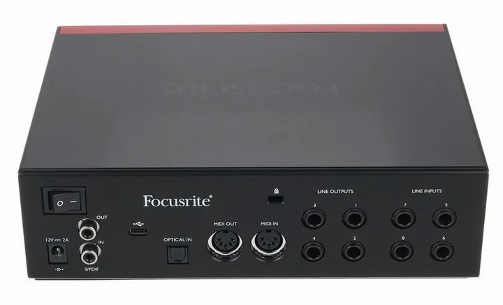 Focusrite Clarett+ 4Pre, etupaneeli säätimineen, kuva 4