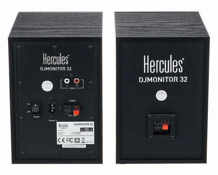 Hercules DJ Monitor 32, takapaneeli liitäntöineen, kuva 4
