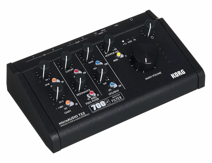 Korg microAUDIO 722, etupaneeli säätimineen, kuva 3