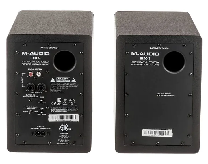 M-Audio BX4, kotelo sivusta kuvattuna, kuva 4