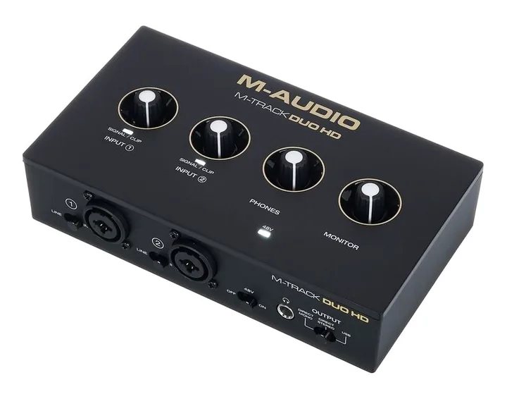 M-Audio M-Track Duo HD Producer Pack, tasomittarit ja merkkivalot, kuva 2