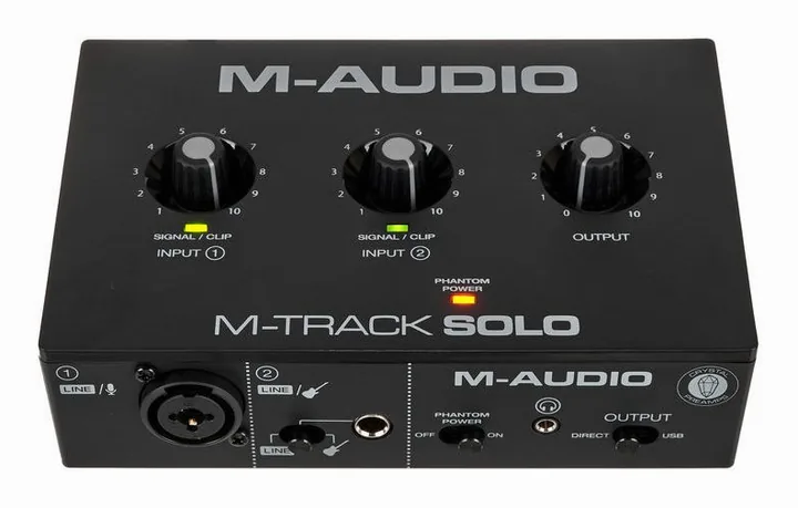 M-Audio M-Track Solo, etupaneeli säätimineen, kuva 2