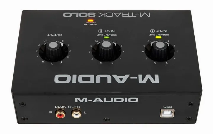 M-Audio M-Track Solo, tasomittarit ja merkkivalot, kuva 4