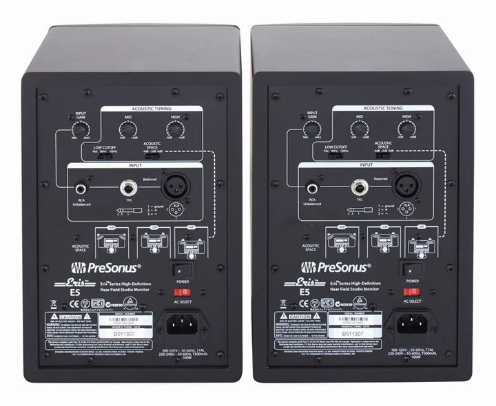 Presonus Eris E5 Table Stand Bundle, takapaneelin säätimet, kuva 4