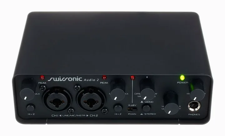 Swissonic Audio 2, tasomittarit ja merkkivalot, kuva 2