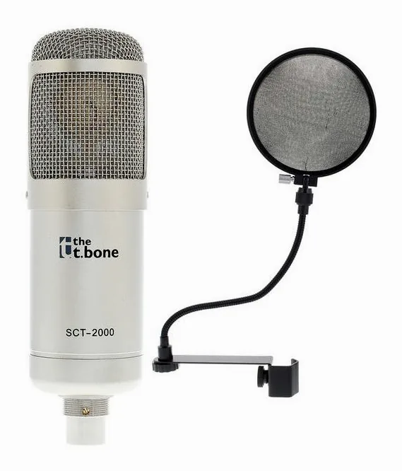 the t.bone SCT 2000 + Popkiller edestä neutraalia taustaa vasten