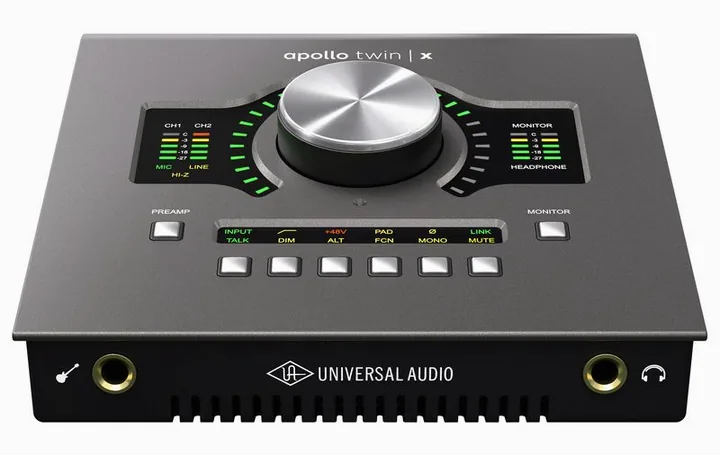 Universal Audio Apollo Twin X USB Heritage, tasomittarit ja merkkivalot, kuva 2
