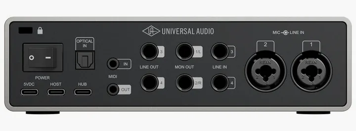 Universal Audio Volt 4 Gen2, tasomittarit ja merkkivalot, kuva 4