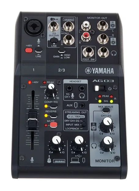 Yamaha AG03 MK2 BK, laitteen yläpinta, kuva 2