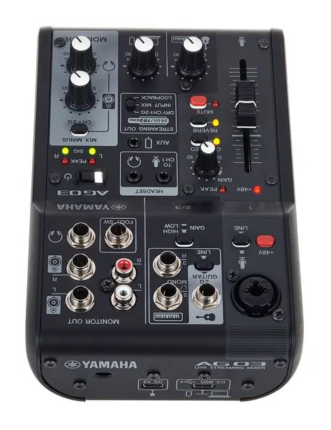 Yamaha AG03 MK2 BK, laitteen yläpinta, kuva 4