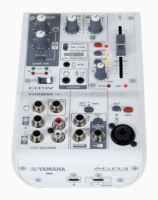 Yamaha AG03 MK2 WH, laitteen yläpinta, kuva 4