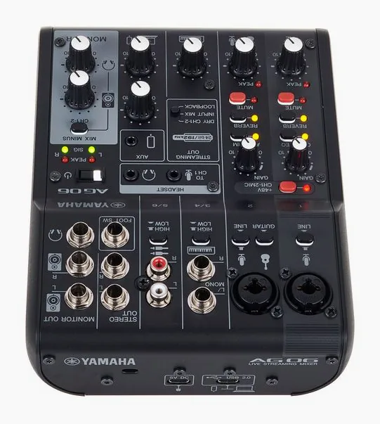 Yamaha AG06 MK2 BK, tasomittarit ja merkkivalot, kuva 4