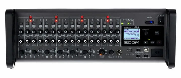 Zoom LiveTrak L-20R, etupaneeli säätimineen, kuva 2