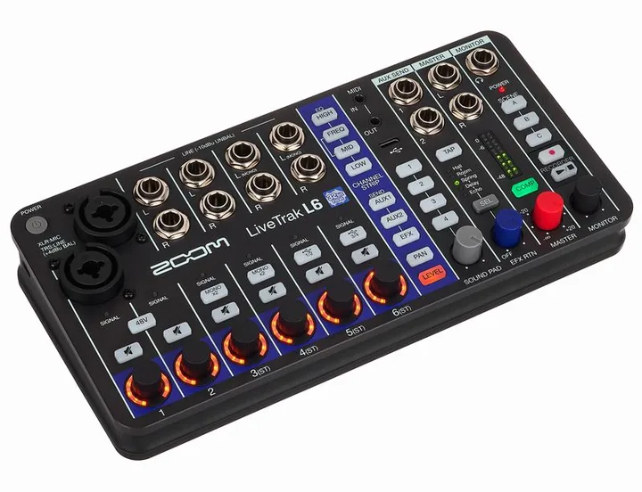 Zoom LiveTrak L-6, tulot etupuolella, kuva 3