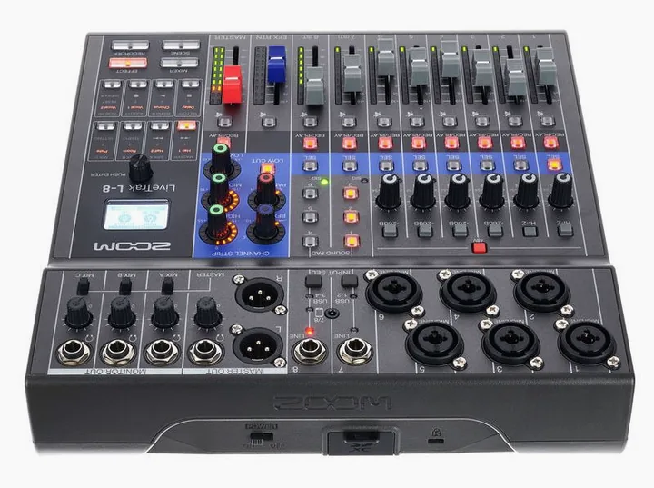 Zoom LiveTrak L-8, etupaneeli säätimineen, kuva 4