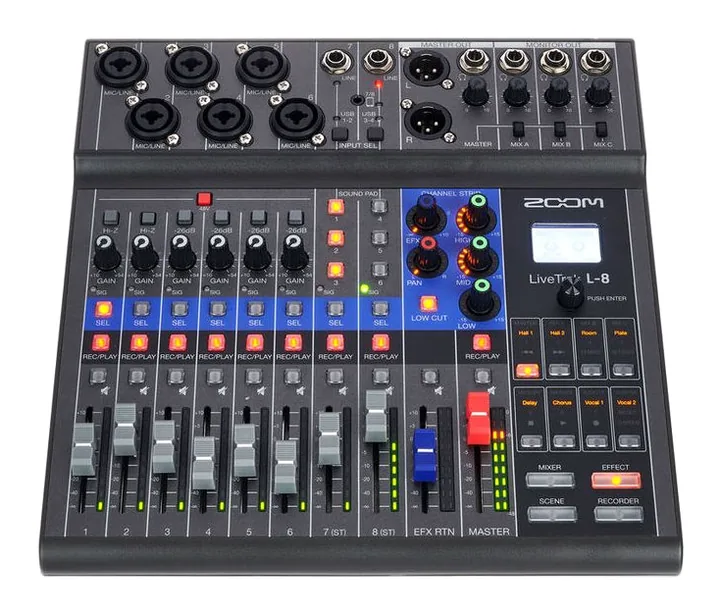Zoom LiveTrak L-8 Mic Set, tulot etupuolella, kuva 3