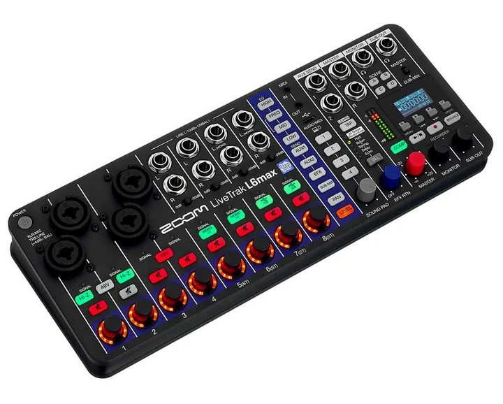 Zoom LiveTrak L6max, laitteen yläpinta, kuva 3