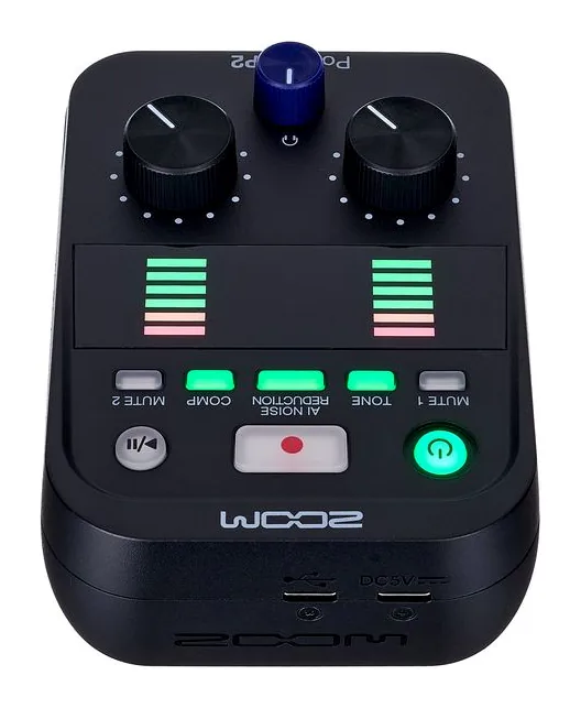 Zoom PodTrak P2, tasomittarit ja merkkivalot, kuva 4